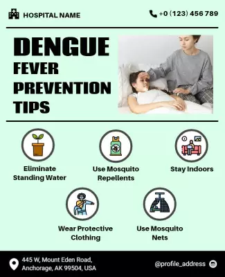 Light Green Dengue Fever Prevention Tips Health Poster Template