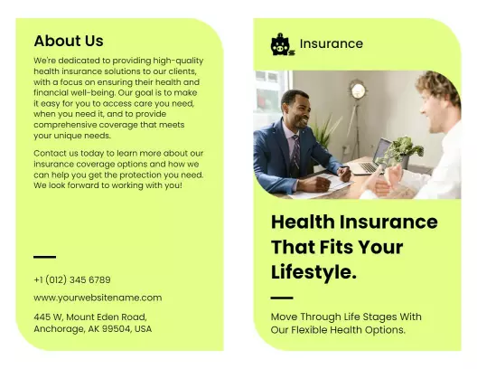 Light Green Health Insurance Coverage and Service Brochure Template