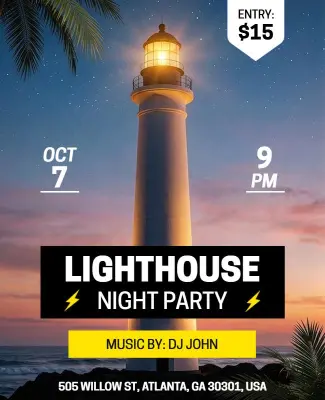 Lighthouse Night Party Event Flyer Template