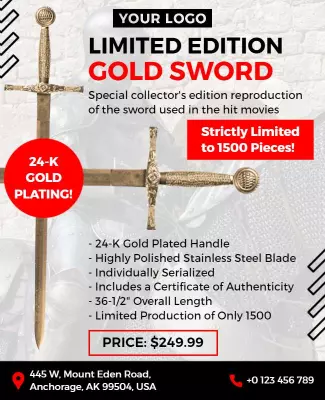Limited Edition Gold Sword Promotional Flyer Template