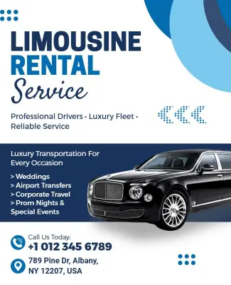 Limousine Rental Service Promotional Flyer Template