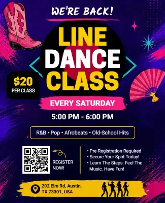 Line Dance Class Promotion Flyer Template