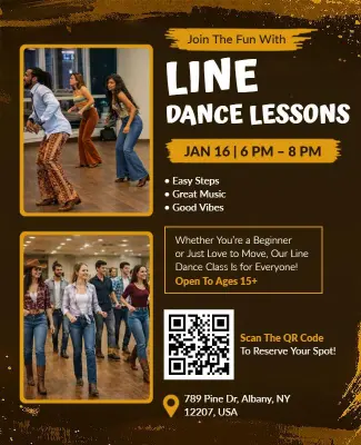 Line Dance Lessons Promotional Flyer Template