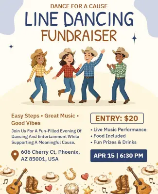 Line Dancing Fundraiser Event Poster Template