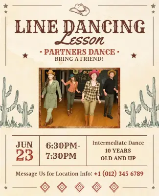 Line Dancing Lesson Event Flyer Template