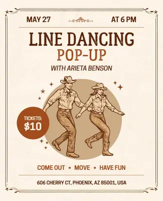 Line Dancing Pop-up Event Flyer Template