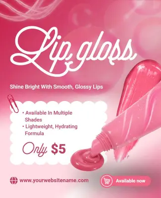 Lip Gloss Beauty Product Promotion Poster Template