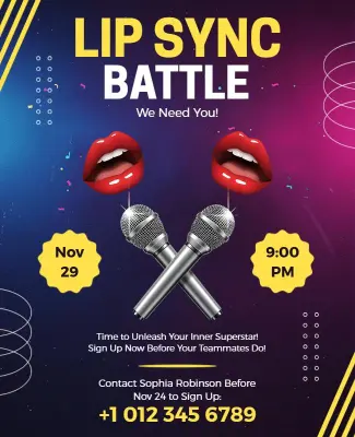 Lip Sync Battle Event Announcement Flyer Template