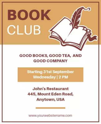 Literary Book Club Gathering Flyer Template