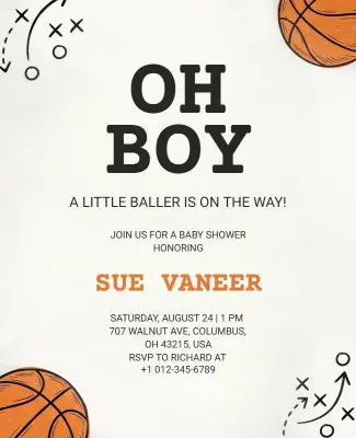 Little Baller Baby Shower Invite Flyer Template