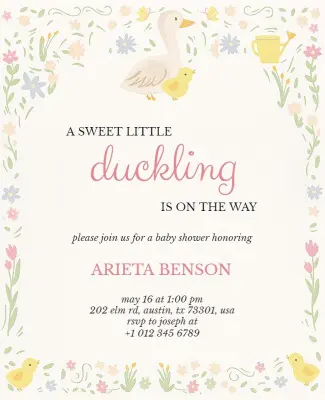 Little Duckling Themed Baby Shower Invitation Flyer Template