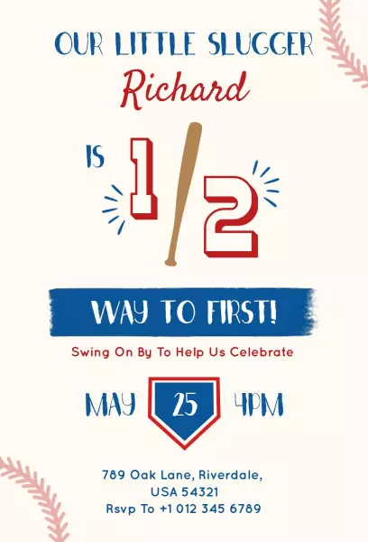 Little Slugger Baseball Birthday Celebration Invitation Template