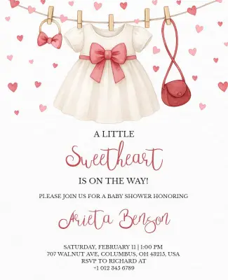 Little Sweetheart Baby Shower Celebration Flyer Template