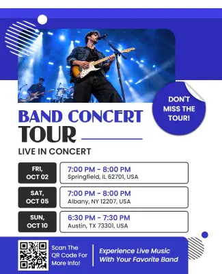 Live Band Concert Tour Schedule Flyer Template