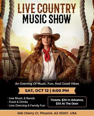 Live Country Music Show Event Flyer Template
