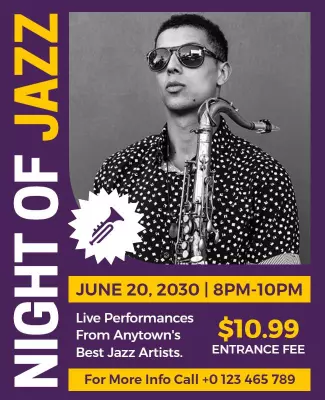 Live Jazz Performance Night Flyer Template