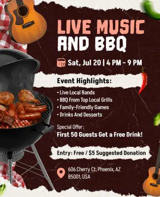 Live Music and BBQ Event Flyer Template