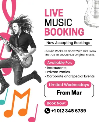 Live Music Booking Announcement Poster Template