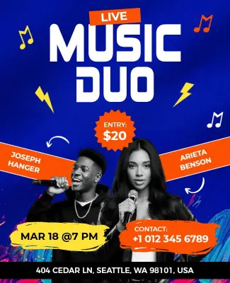 Live Music Duo Performance Poster Template
