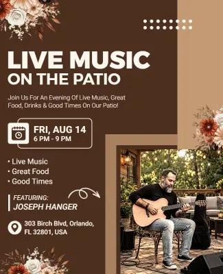 Live Music Experience on Patio Flyer Template