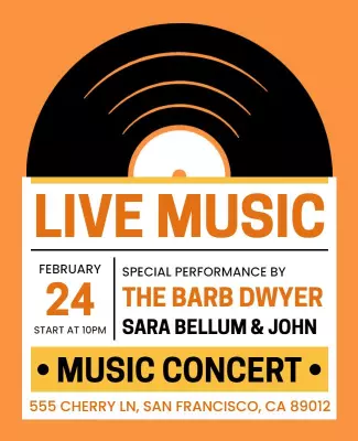 Live Music Vinyl Concert Flyer Template