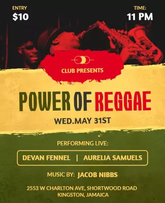 Live Reggae Music Event Flyer Template