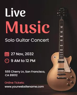 Live Solo Guitar Concert Music Flyer Template