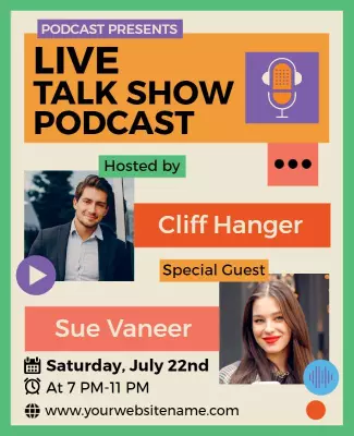 Live Talk Show Podcast Flyer Template