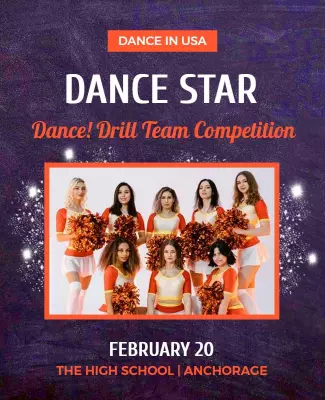 Lively Cheerleader Team Dance Competition Poster Template