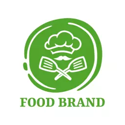 Lively Green Chef Hat and Spatula Design for Food Logo Template