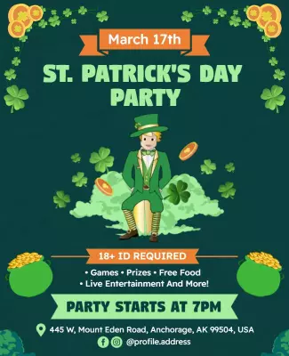Lively Green Shamrock Themed St. Patrick's Day Celebration Poster Template