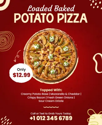 Loaded Baked Potato Pizza Promotion Flyer Template