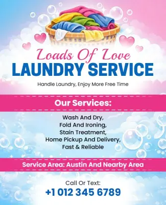 Loads of Love Laundry Service Promotional Flyer Template