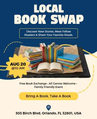 Local Book Swap Event Poster Template