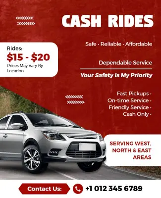 Local Cash Ride Transportation Promotion Flyer Template