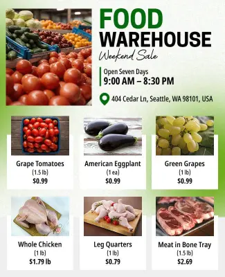 Local Farm Produce Warehouse Sale Flyer Template