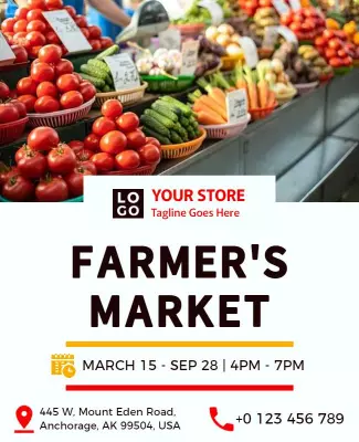 Vibrant Colorful Farmer's Market Fresh Produce Flyer Template