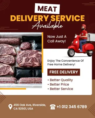 Local Meat Delivery Service Advertising Flyer Template