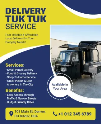 Local Tuk Tuk Delivery Service Poster Template