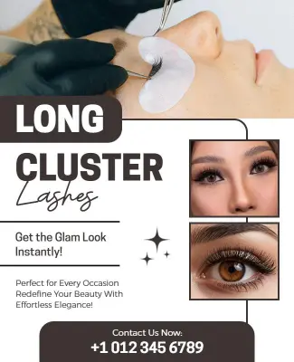 Long Cluster Lashes Beauty Promotion Flyer Template