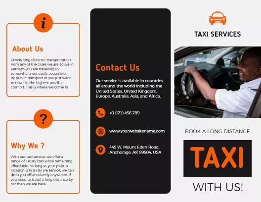 Long Distance Taxi Service Booking and Information Brochure Template