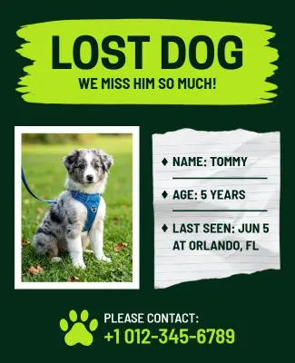 Lost Dog Alert Poster Template
