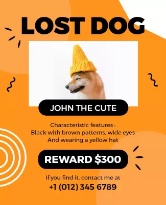 Lost Dog Reward Announcement Flyer Template