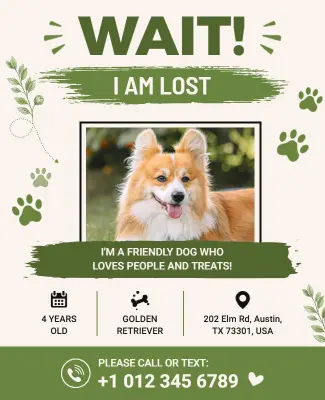 Lost Dog with Information Poster Template