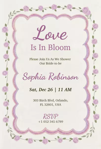 Love Is In Bloom Floral Bridal Shower Invitation Template