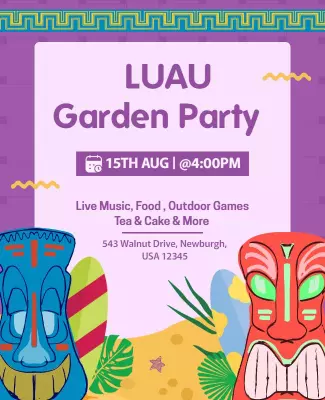 Luau Garden Party Celebration Flyer Template