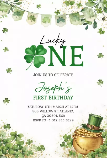 Lucky One St. Patrick's Day Birthday Celebration Invitation Template