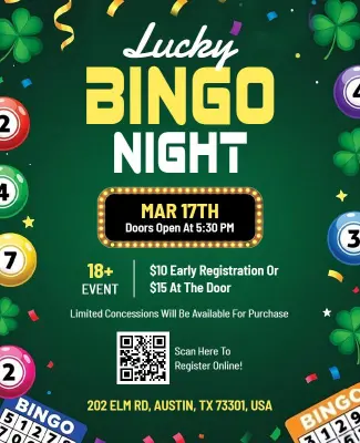 Lucky Shamrock St. Patrick's Day Bingo Night Flyer Template