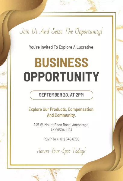 Lucrative Business Opportunity Networking Event Invitation Template