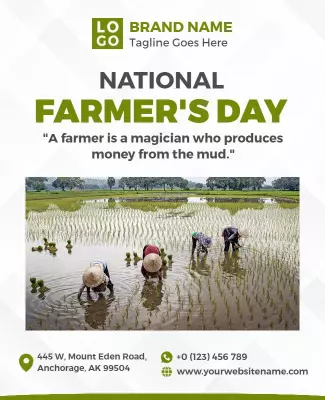 Lush Green Agricultural Tribute for Farmers Day Poster Template
